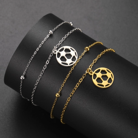 Sport Edelstahl Armband Volleyball Basketball Tennis Fußball Anhänger Verstellbares Seil Metallkette Unisex Schmuck