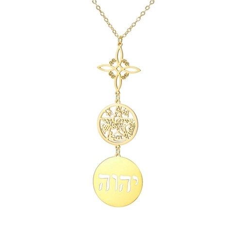 Edelstahl Hexenknoten Pentagramm Heilige Geometrie Anhänger Halskette Mystische Religiöse Symbole Mehrlagiger Schmuck