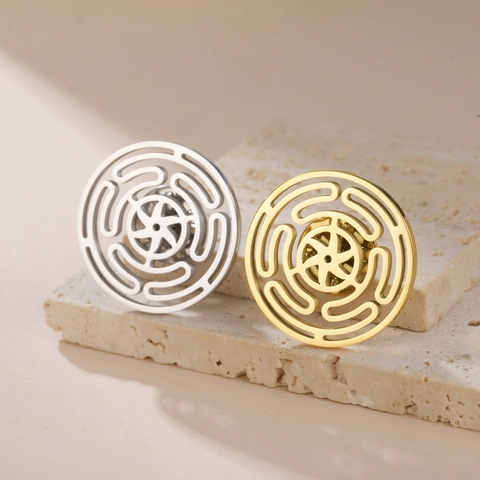 Broche de Acero Inoxidable 304 Hueco para Hombre Mujer Patrón Geométrico Cubo de Metatrón Pin de Insignia Joyería Regalo