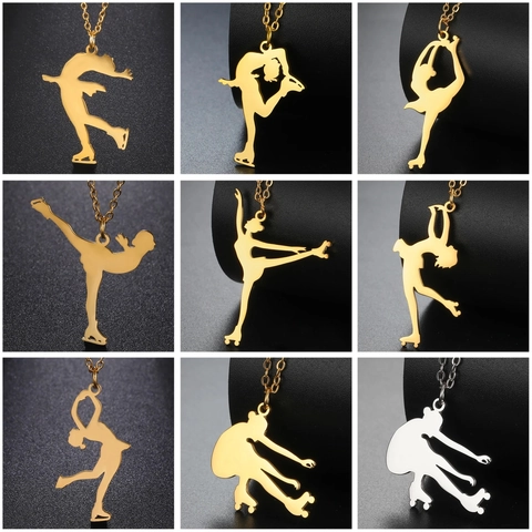 304 Roestvrij Staal Kunstschaatsen Rolluik Silhouet Hanger Halsketting Premium Sportieve Minimalistische Sieraden Voor Vrouwen Mannen