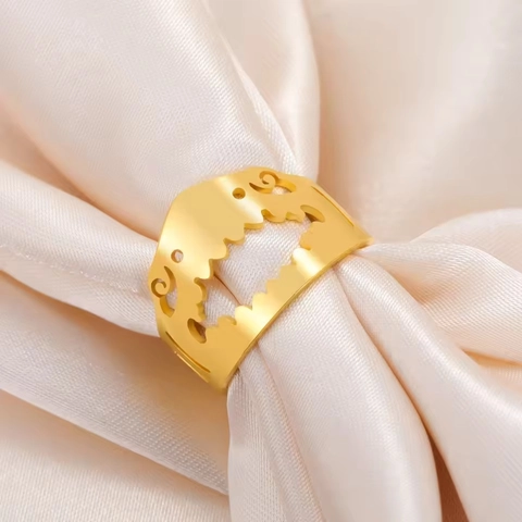 Anillo Abierto de Dientes de Tiburón de Acero Inoxidable 304 Único Para Mujer Hombre Ajustable Hueco de Boca de Tiburón Joyería Punk Regalo