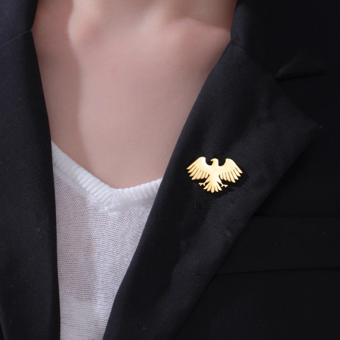 Spilla in Acciaio Inossidabile Minimalista Animale Pianta per Uomo Donna Aquila Colibrì Foglia Mano Di Fatima Pin Revers Accessorio