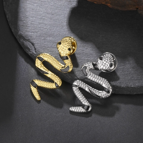 Broche de Serpiente de Acero Inoxidable 304 Punk Para Hombres Mujeres Alfiler de Solapa Animal Oro Plata Esmalte Joyería de Moda