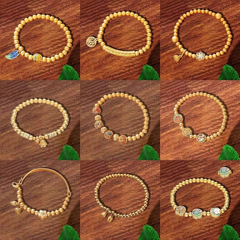 Vintage Kupfer Vergoldet Armband Für Damen Zirkonia Emaille Neuer Chinesischer Stil Verstellbare Perlenkette Armband Schmuck Geschenk