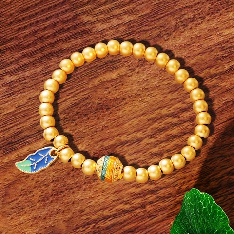 Vintage Kupfer Vergoldet Armband Für Damen Zirkonia Emaille Neuer Chinesischer Stil Verstellbare Perlenkette Armband Schmuck Geschenk
