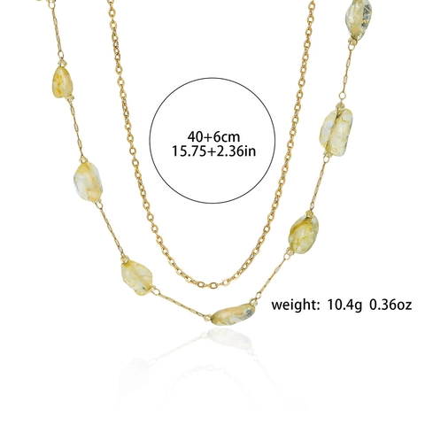 Natural Stone Agate Pendant Necklace Titanium Steel Gold Plated Layered Geometric Fashion Jewelry Gift For Women