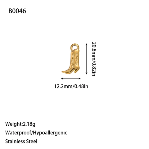 Stainless Steel Cowboy Boot High Heel Shoe Pendant Charms For DIY Necklace Bracelet Making Vacuum Plating Jewelry Accessories