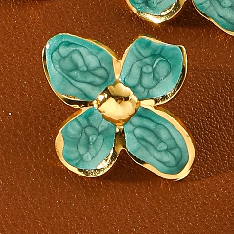 Vintage Four-Petal Flower Enamel Stainless Steel Stud Earrings For Women Light Luxury Drip Oil Floral Ear Jewelry Gift