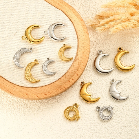 Stainless Steel 18K Gold Plated Sun Moon Face Pendant DIY Jewelry Making Charms Waterproof Hypoallergenic Accessories