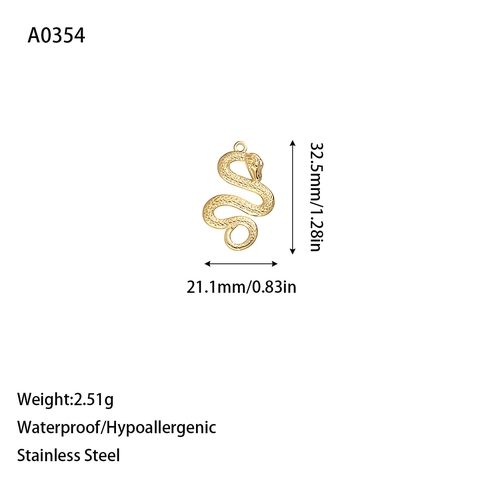 Stainless Steel Snake Pendants Charms With Scale Texture 18K Gold Silver Plated Waterproof Hypoallergenic DIY Jewelry Making Accessory