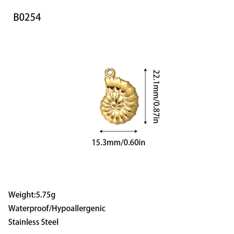 Colgante de Acero Inoxidable Forma de Caracol Nautilus Sol para Fabricación de Joyería DIY Chapado en Oro Plata Impermeable Hipoalergénico Accesorios