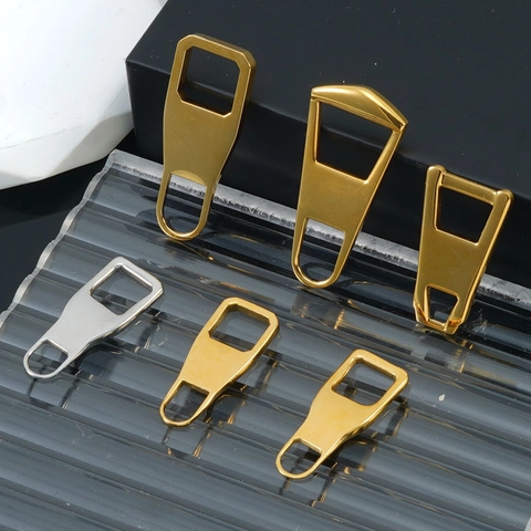 Tiradores de Cremallera de Acero Inoxidable Reemplazo de Pestaña Desmontable PVD 18k Chapado en Oro Accesorios para Bolsos