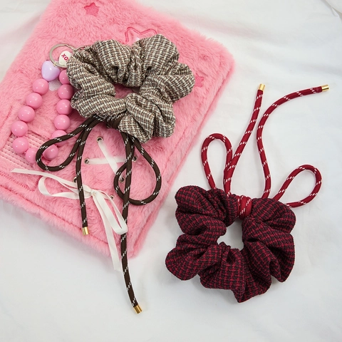 Stoff Gestrickte Haargummis Für Damen Edelstahl Kariert Verlauf Kirsche Stickerei Band Haarbänder Süßer Kopfschmuck