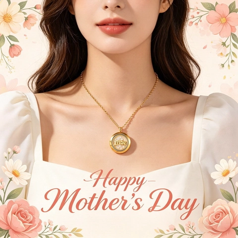 Collana Medaglione Rotondo In Vetro Acciaio Inossidabile Perla Artificial Galleggiante Lettera Mãe Regalo Festa Della Mamma