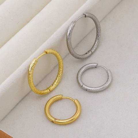 Minimalistische Strukturierte Creolen Aus Edelstahl Für Damen Gold Silber Plattiert Diamantschliff Geometrischer Schmuck