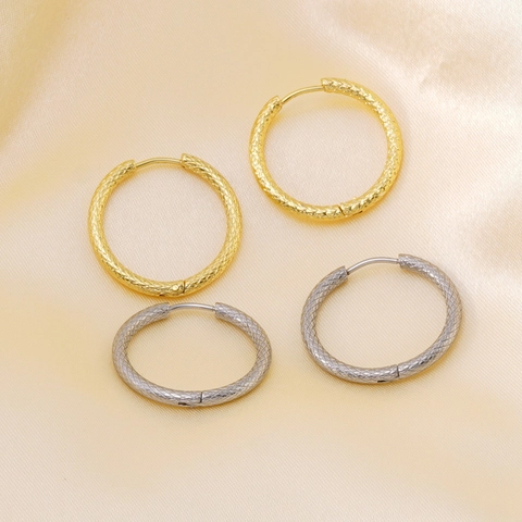 Minimalistische Strukturierte Creolen Aus Edelstahl Für Damen Gold Silber Plattiert Diamantschliff Geometrischer Schmuck