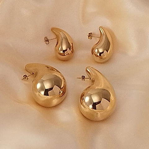 Stainless Steel Water Drop Earrings For Women Luxury High Polished Large Teardrop Stud Earrings Fashion Jewelry Accessories
