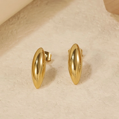 Orecchini a Bottone a Goccia in Acciaio Inossidabile 304 Minimalisti Placcati Oro 18K Chicco Geometrico Per Donna Gioielli