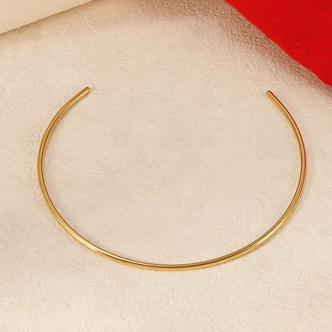 Minimalist 18K Gold Plated Stainless Steel Torque Necklace For Women 3mm Wire Open Choker High Polished Jewelry Gift