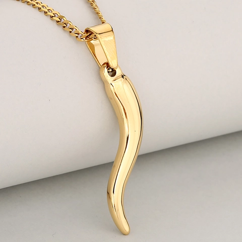 Collier Pendentif Corne Italienne Cornicello En Acier Inoxydable Minimaliste Pour Femmes Hommes Bijoux Piment Or Argent