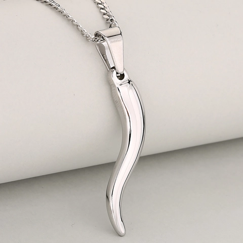 Collier Pendentif Corne Italienne Cornicello En Acier Inoxydable Minimaliste Pour Femmes Hommes Bijoux Piment Or Argent