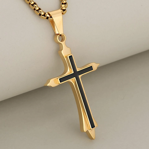 Personalized Stainless Steel Double Layer 3D Cross Pendant Without Chain For Men Women Punk Hip Hop Style Jewelry Gift