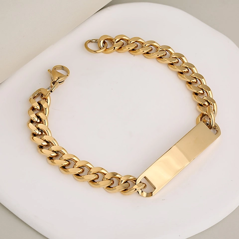Minimalistisch Roestvrij Staal Schakelarmband met ID-plaatje voor Heren Dames Geometrische Balk Sieraden Cadeau Goud Zilver Zwart