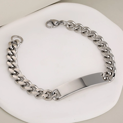 Minimalistisch Roestvrij Staal Schakelarmband met ID-plaatje voor Heren Dames Geometrische Balk Sieraden Cadeau Goud Zilver Zwart