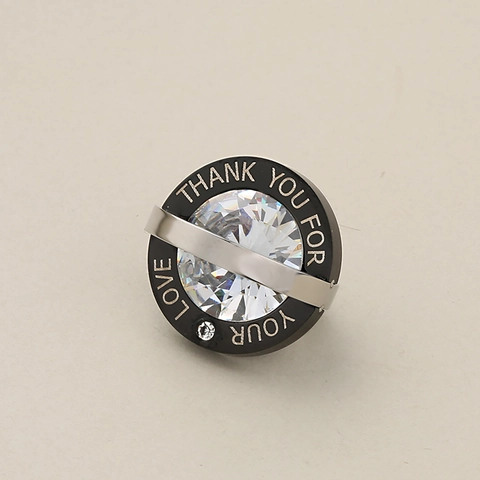 Fashion Stainless Steel Round Zirconia Pendant Necklace For Men Women Engraved Love Letter Jewelry Couple Gift Black Silver