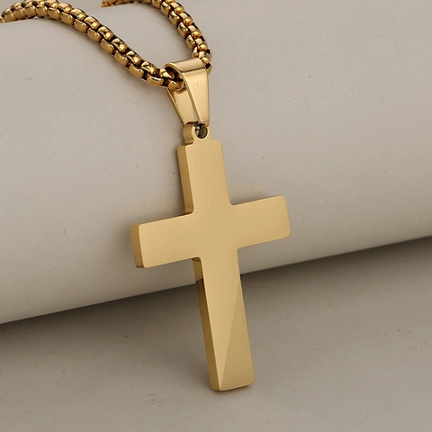Collier Pendentif Croix en Acier Inoxydable Minimaliste Couleurs Mixtes Bijoux Religieux Crucifix pour Hommes Femmes Bijoux de Cou Mode Quotidienne Cadeau