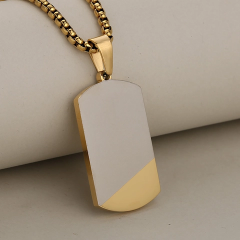 Minimalistische Edelstahl Erkennungsmarke Halskette Für Herren Hochglanzpoliert Geometrischer Militärstil Schmuck Geschenk