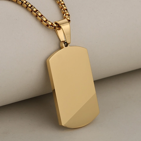 Minimalistische Edelstahl Erkennungsmarke Halskette Für Herren Hochglanzpoliert Geometrischer Militärstil Schmuck Geschenk