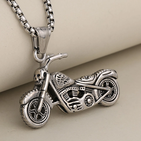 Heren Punk Roestvrij Staal Motorfiets Schedel Hanger Halsketting Goth Hip Hop Rider Biker Sieraden Goud Zilver Zwart Sieraden Voor Mannen
