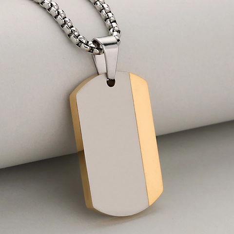 Modern Stainless Steel Dog Tag Pendant Necklace For Men Military Style Gold Silver Black Plated Minimalist Industrial Jewelry Accessories