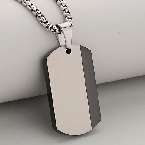 Modern Stainless Steel Dog Tag Pendant Necklace For Men Military Style Gold Silver Black Plated Minimalist Industrial Jewelry Accessories