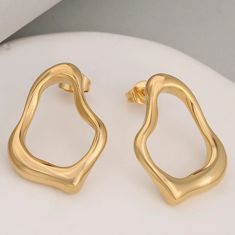 Franse Stijl Onregelmatige Geometrische Roestvrijstalen Oorknopjes Goud Zilver Verguld Minimalistisch Vloeibaar Ontwerp Vrouwen Sieraden