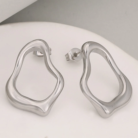 Franse Stijl Onregelmatige Geometrische Roestvrijstalen Oorknopjes Goud Zilver Verguld Minimalistisch Vloeibaar Ontwerp Vrouwen Sieraden