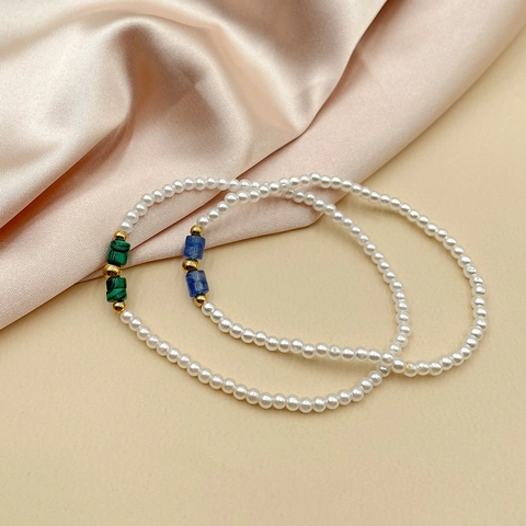 Bracelet de Perles d'Eau Douce Naturelles en Acier Inoxydable pour Femmes Bijoux de Chaîne en Pierre Colorée Style Français