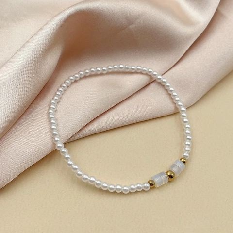 Bracelet de Perles d'Eau Douce Naturelles en Acier Inoxydable pour Femmes Bijoux de Chaîne en Pierre Colorée Style Français