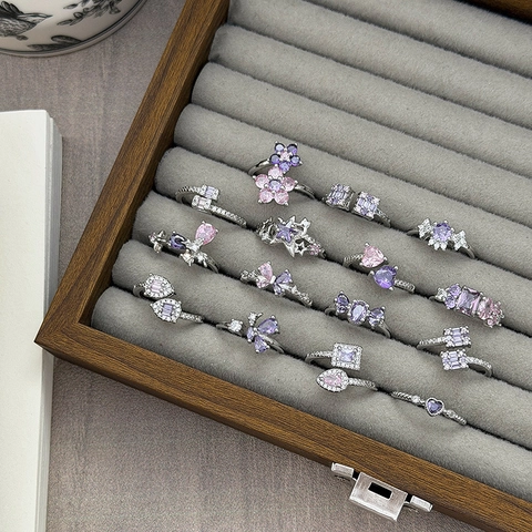Geometrische Zirkonia Blume Herz Stern Schmetterling Offener Ring Für Damen Verstellbarer Kupfer Schmuck Individueller Trend Ring