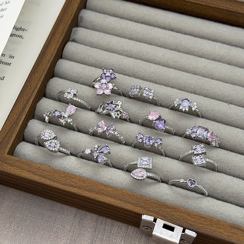 Geometrische Zirkonia Blume Herz Stern Schmetterling Offener Ring Für Damen Verstellbarer Kupfer Schmuck Individueller Trend Ring