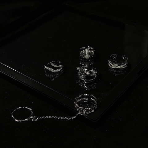 Minimalistische Unregelmäßige Zirkon Geometrische Kupfer Ringe Für Damen Verstellbare Silber Fingerringe Eleganter Schmuck
