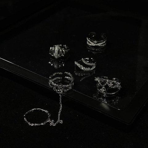 Minimalistische Unregelmäßige Zirkon Geometrische Kupfer Ringe Für Damen Verstellbare Silber Fingerringe Eleganter Schmuck