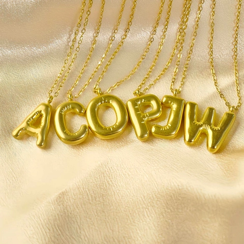 Minimalistische Edelstahl 3D Balloon Alphabet Anhänger Halskette Für Damen Herren Gold Bubble Initial Buchstabe Modeschmuck Geschenk