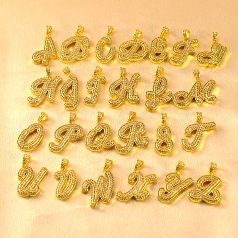 Kreativer Buchstabe Anhänger aus kupfervergoldetem und zirkoniaeingelegtem Material Modeschmuck für Damen Geschenk