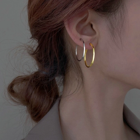 Vintage Schlichte Gold Silber Vergoldete Kupfer Creolen Für Damen Französischer Stil Geometrische Kreis Ohrringe Täglicher Schmuck
