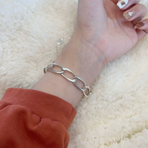 925 Sterlingsilber Gliederkette Armband Für Damen Herren Minimalistisch Unregelmäßig Geometrisch Hip Hop Retro Silber Schmuck Geschenk