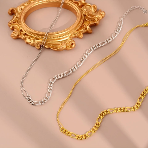 Französisch Spleißkette Halskette Armband Wassermelone Ohrstecker Kupfer Gold Silber Vergoldet Figaro Kugelkette Schmuck Für Damen