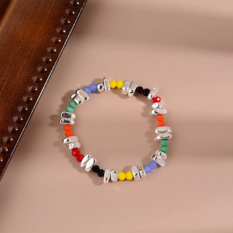 Koreanischer Stil Regenbogen Perlen Smiley Armband Unregelmäßige Silber Perlen Herz Ohrstecker Für Damen Schmuck