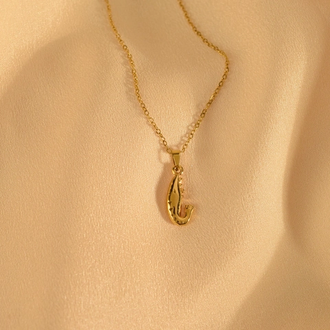 Minimalistisch Roestvrij Staal Vergulde Garnaal Hanger Ketting Mode Unisex Sieraden Unieke Getextureerde Design Ketting